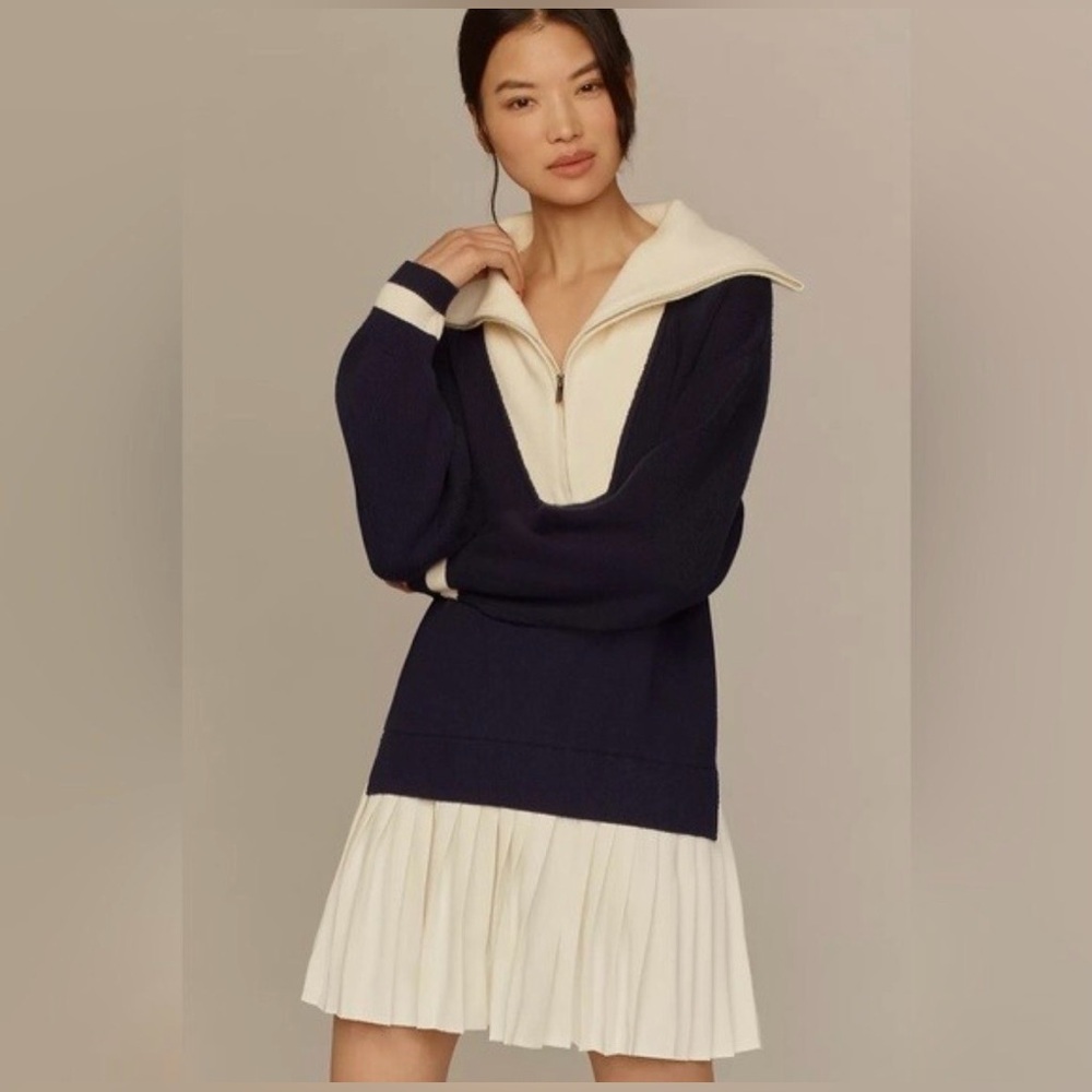 Maeve by Anthropologie - Navy Twofer Sweater Dress